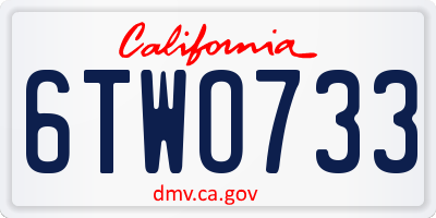 CA license plate 6TWO733