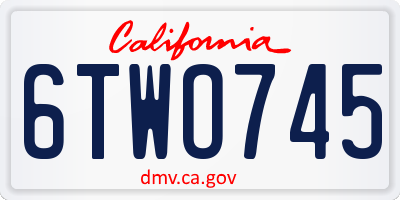 CA license plate 6TWO745