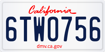CA license plate 6TWO756