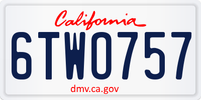 CA license plate 6TWO757