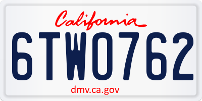 CA license plate 6TWO762