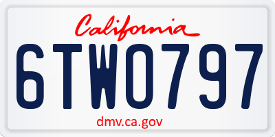 CA license plate 6TWO797