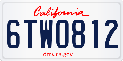 CA license plate 6TWO812