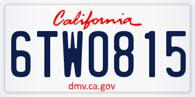 CA license plate 6TWO815
