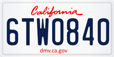 CA license plate 6TWO840