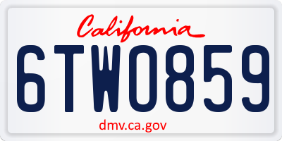 CA license plate 6TWO859