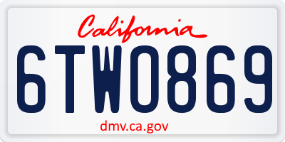 CA license plate 6TWO869