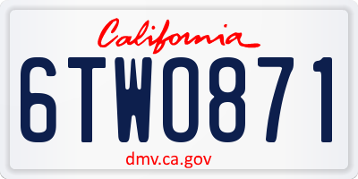 CA license plate 6TWO871