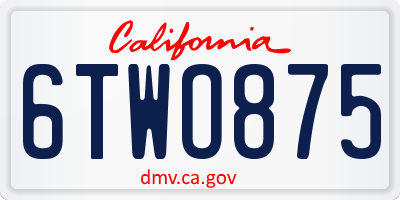 CA license plate 6TWO875