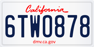 CA license plate 6TWO878