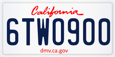 CA license plate 6TWO900