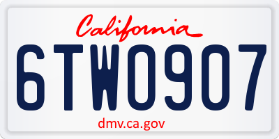 CA license plate 6TWO907