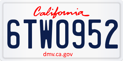 CA license plate 6TWO952