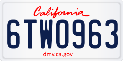 CA license plate 6TWO963