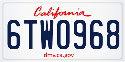 CA license plate 6TWO968