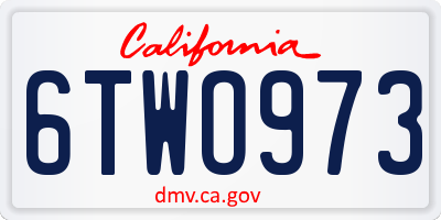 CA license plate 6TWO973