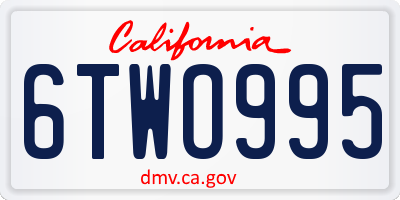 CA license plate 6TWO995