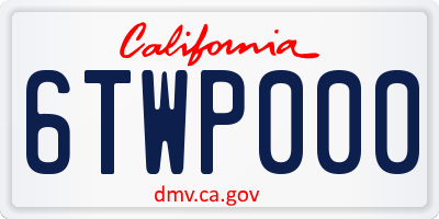 CA license plate 6TWP000