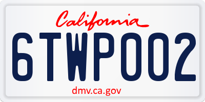 CA license plate 6TWP002