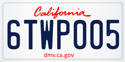 CA license plate 6TWP005