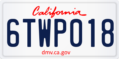 CA license plate 6TWP018