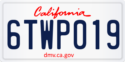 CA license plate 6TWP019