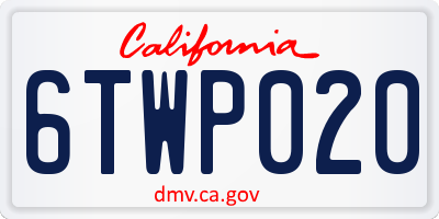 CA license plate 6TWP020