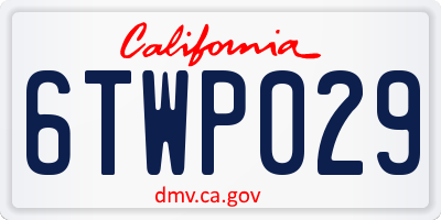 CA license plate 6TWP029