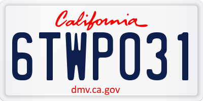 CA license plate 6TWP031