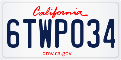 CA license plate 6TWP034