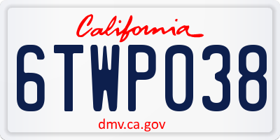 CA license plate 6TWP038