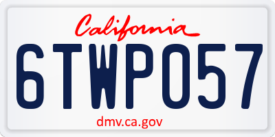 CA license plate 6TWP057