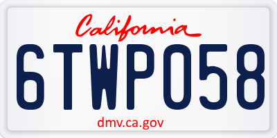 CA license plate 6TWP058