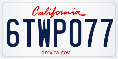 CA license plate 6TWP077
