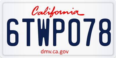 CA license plate 6TWP078