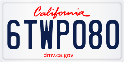 CA license plate 6TWP080