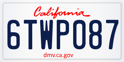 CA license plate 6TWP087