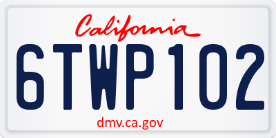 CA license plate 6TWP102