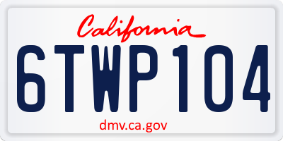 CA license plate 6TWP104