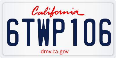 CA license plate 6TWP106