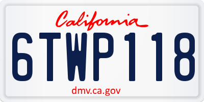 CA license plate 6TWP118