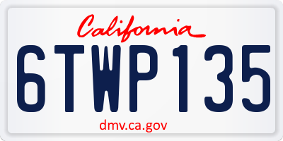 CA license plate 6TWP135