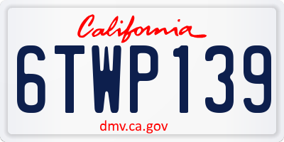CA license plate 6TWP139