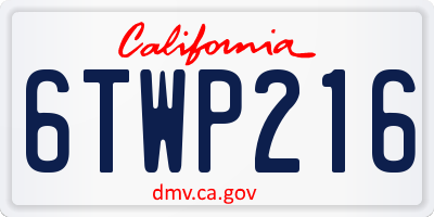 CA license plate 6TWP216