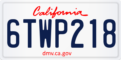 CA license plate 6TWP218