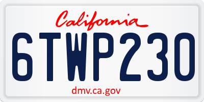CA license plate 6TWP230