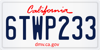 CA license plate 6TWP233