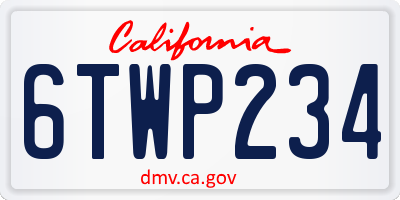 CA license plate 6TWP234