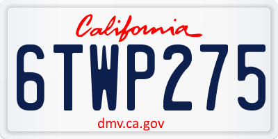 CA license plate 6TWP275