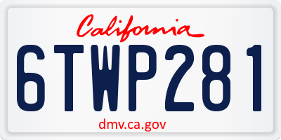 CA license plate 6TWP281